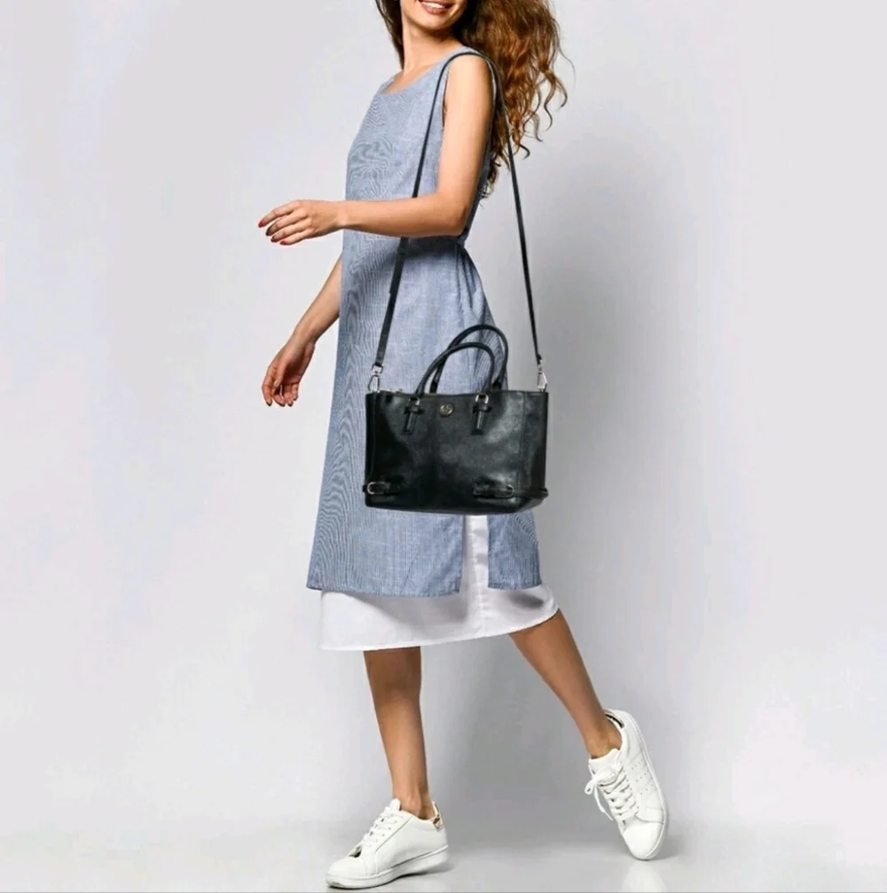 Tory Burch Robinson Multi Saffiano Double Zip Tote Crossbody Should Bag